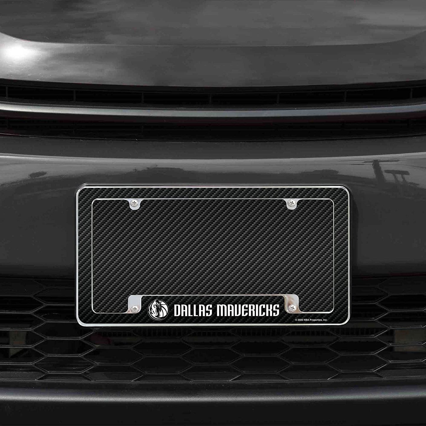Dallas Mavericks Metal License Plate Frame Chrome Tag Cover Carbon Fiber Design 6x12 Inch