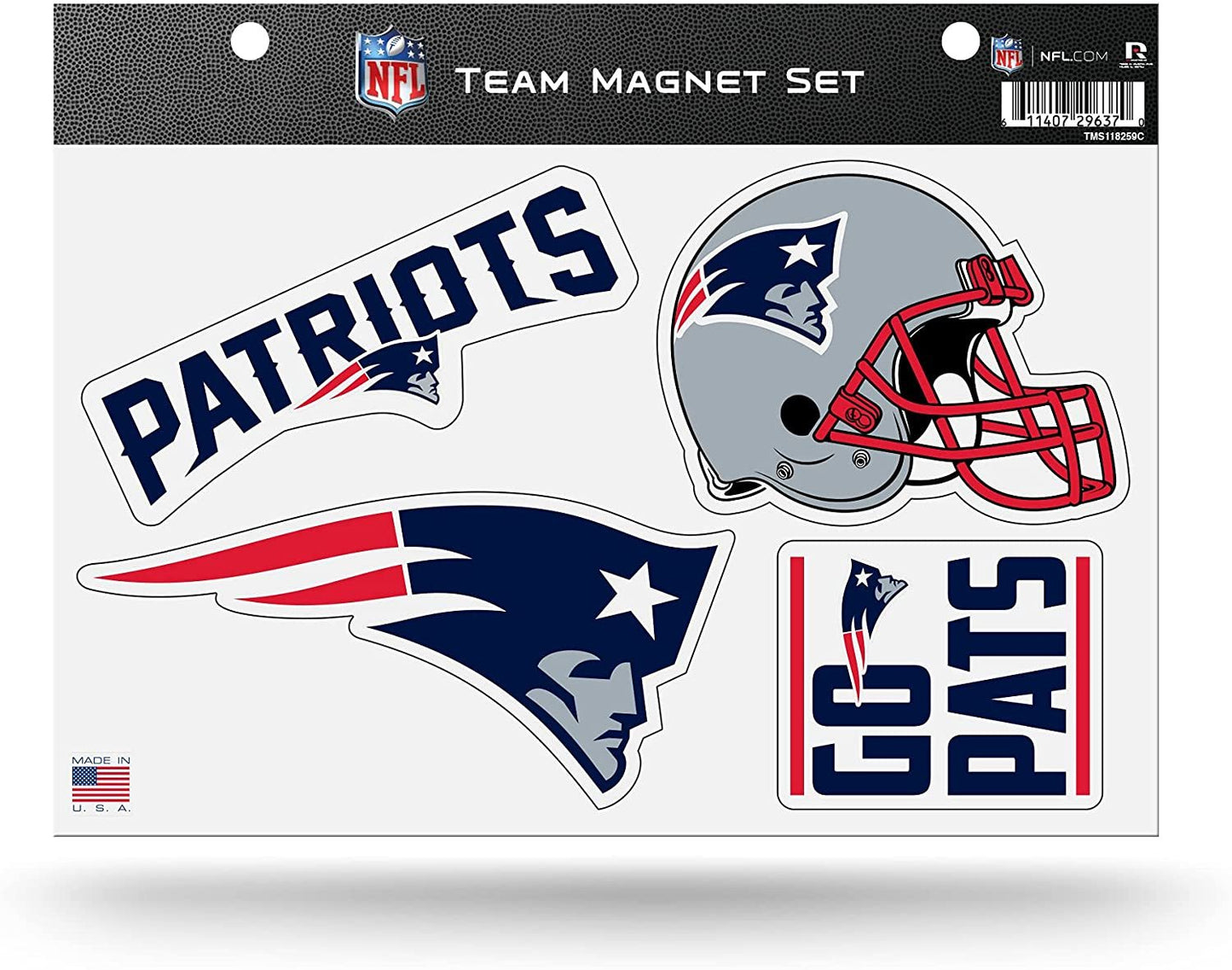 Rico Industries NFL New England Patriots 8.5" x 11" Team Magnet Set for Car, Refrigerator, Fridge, Locker, Office Cabinet