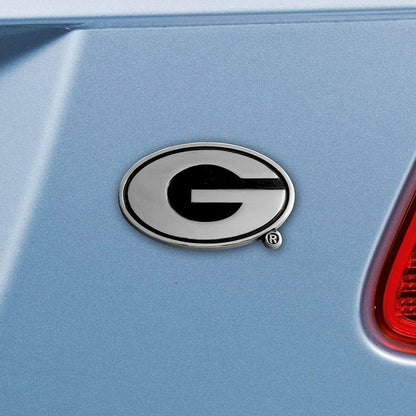 University of Georgia Bulldogs Premium Solid Metal Raised Auto Emblem, Shape Cut, Adhesive Backing