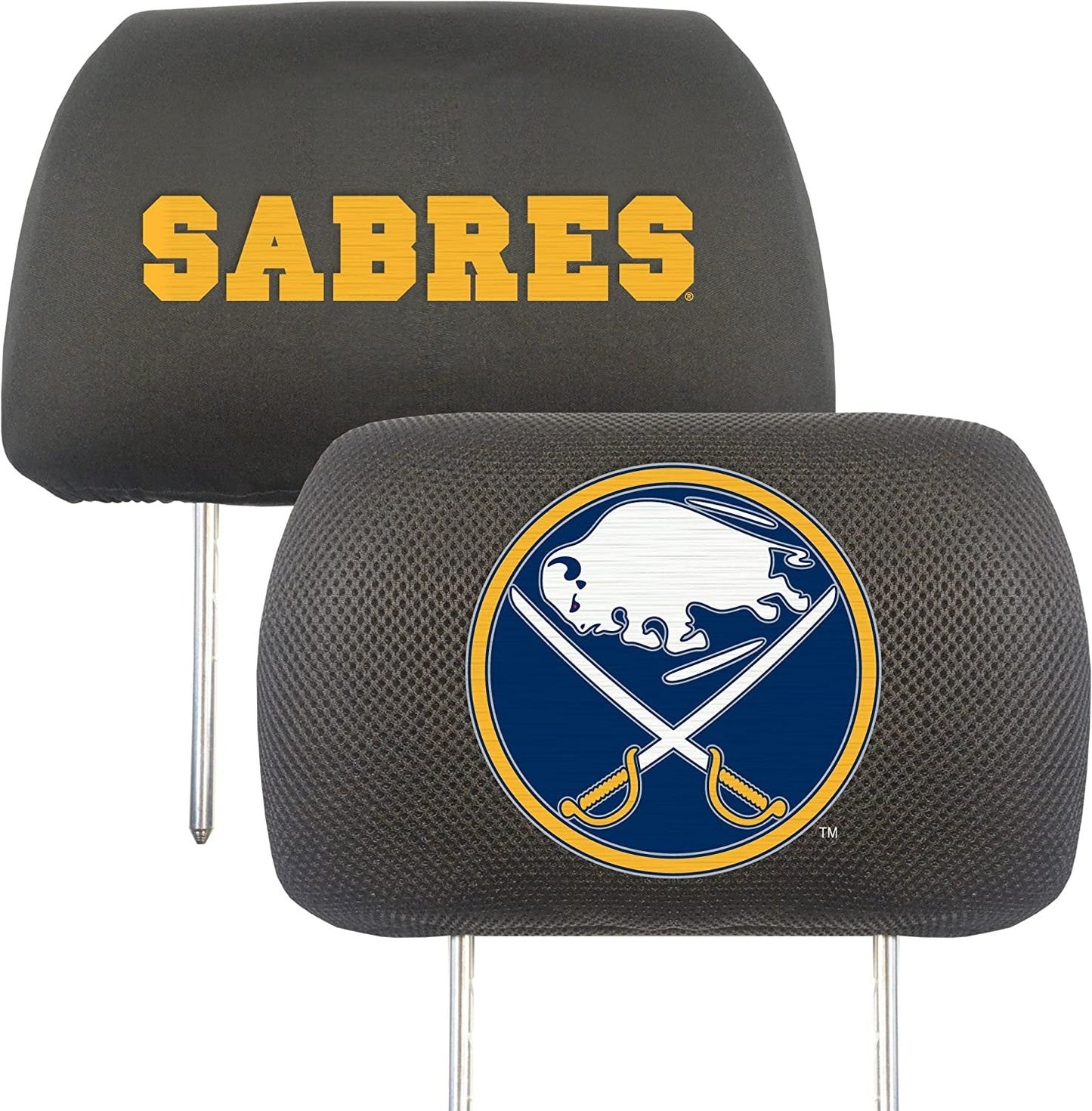 Buffalo Sabres Premium Pair of Auto Head Rest Covers, Black, Elastic, 10x14 Inch