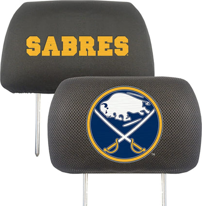 Buffalo Sabres Premium Pair of Auto Head Rest Covers, Black, Elastic, 10x14 Inch