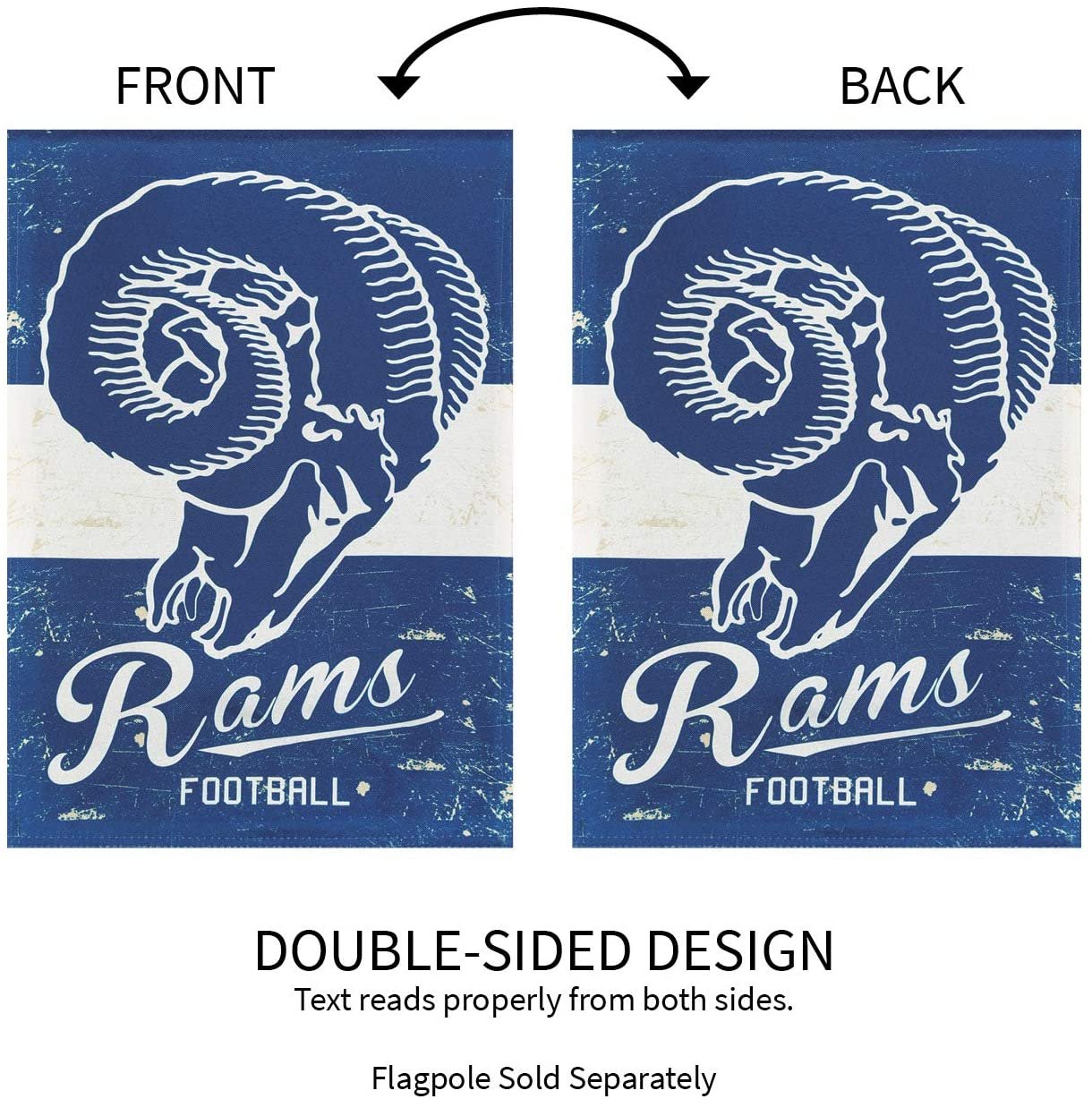 Los Angeles Rams Premium House Flag Banner, Double Sided, Retro Vintage Style, Linen, 28x44 Inch