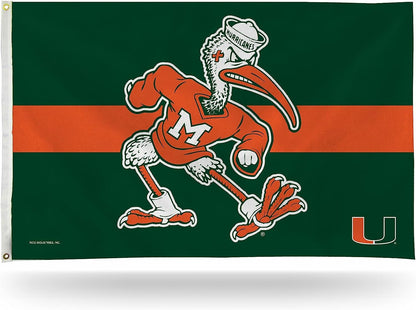 University of Miami Hurricanes Flag Banner 3x5 Feet Metal Grommets Ibis Mascot Design
