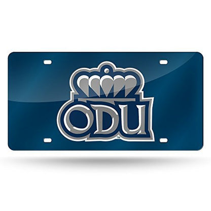 Old Dominion University Monarchs Premium Laser Cut Tag License Plate, Blue, Mirrored Acrylic Inlaid, 12x6 Inch