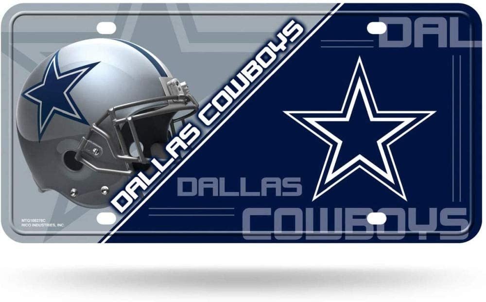 Dallas Cowboys Metal Auto Tag License Plate, Split Design, 6x12 Inch