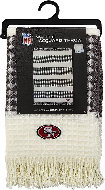 Northwest The Company NFL San Francisco 49ers Waffle Weave Jacquard Throw Blanket, 50" x 60", White/Grey