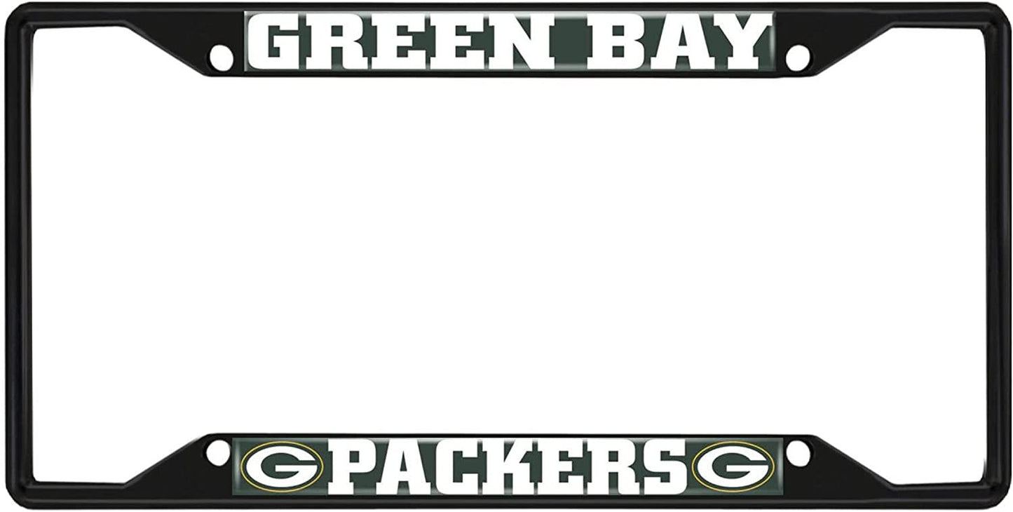 FANMATS 31356 Green Bay Packers Metal License Plate Frame Black Finish