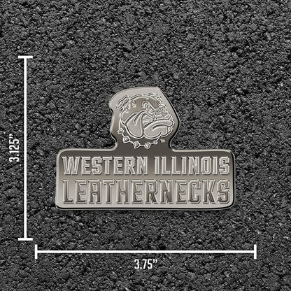 Western Illinois Leathernecks Solid Metal Auto Emblem Antique Nickel for Car/Truck/SUV