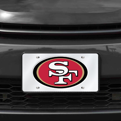 San Francisco 49ers Premium Laser Cut Tag License Plate, Mirrored Acrylic Inlaid, 12x6 Inch