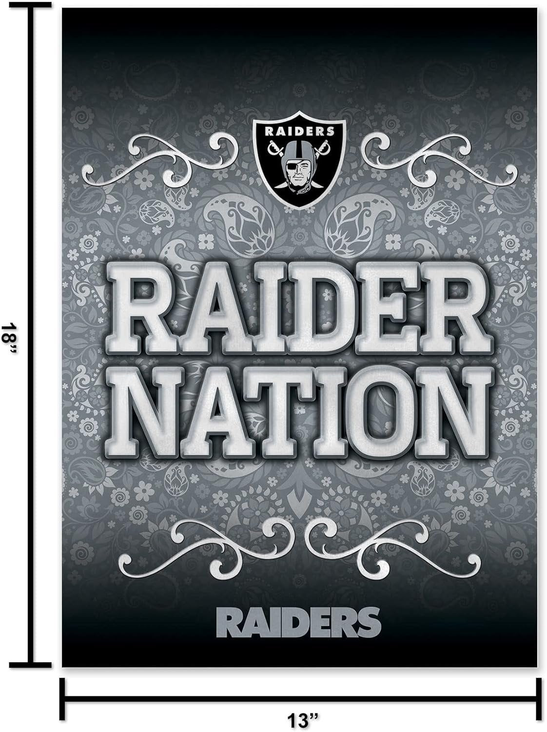 Las Vegas Raiders Premium Double Sided Garden Flag Banner, Raider Nation, 13x18 Inch, Display Pole Sold Separately