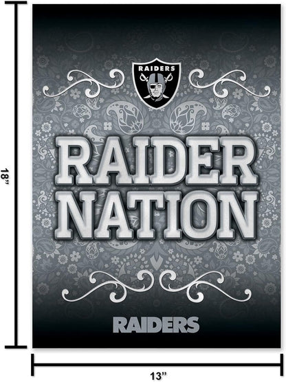 Las Vegas Raiders Premium Double Sided Garden Flag Banner, Raider Nation, 13x18 Inch, Display Pole Sold Separately