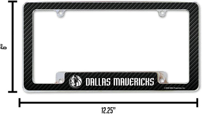 Dallas Mavericks Metal License Plate Frame Chrome Tag Cover Carbon Fiber Design 6x12 Inch